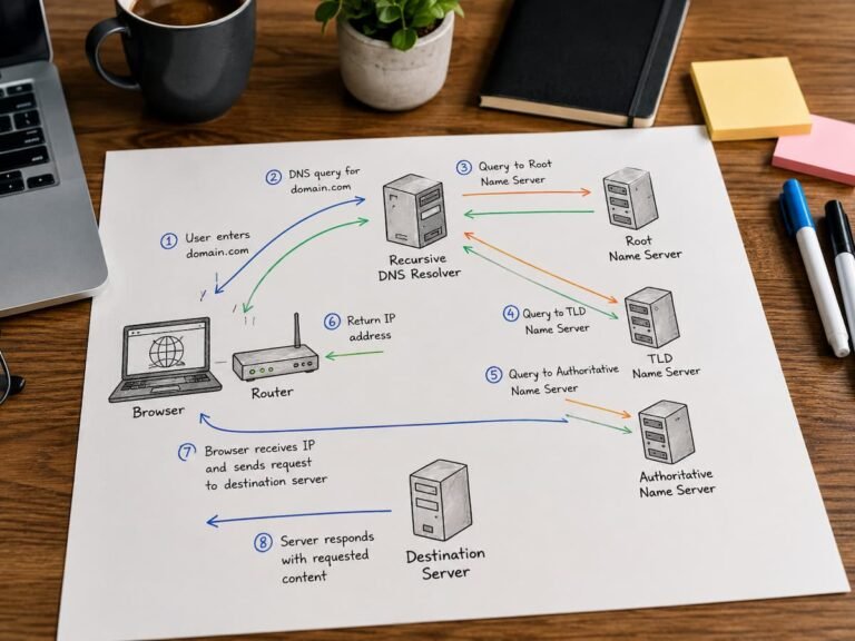 Following a DNS Request From Browser to Destination Server